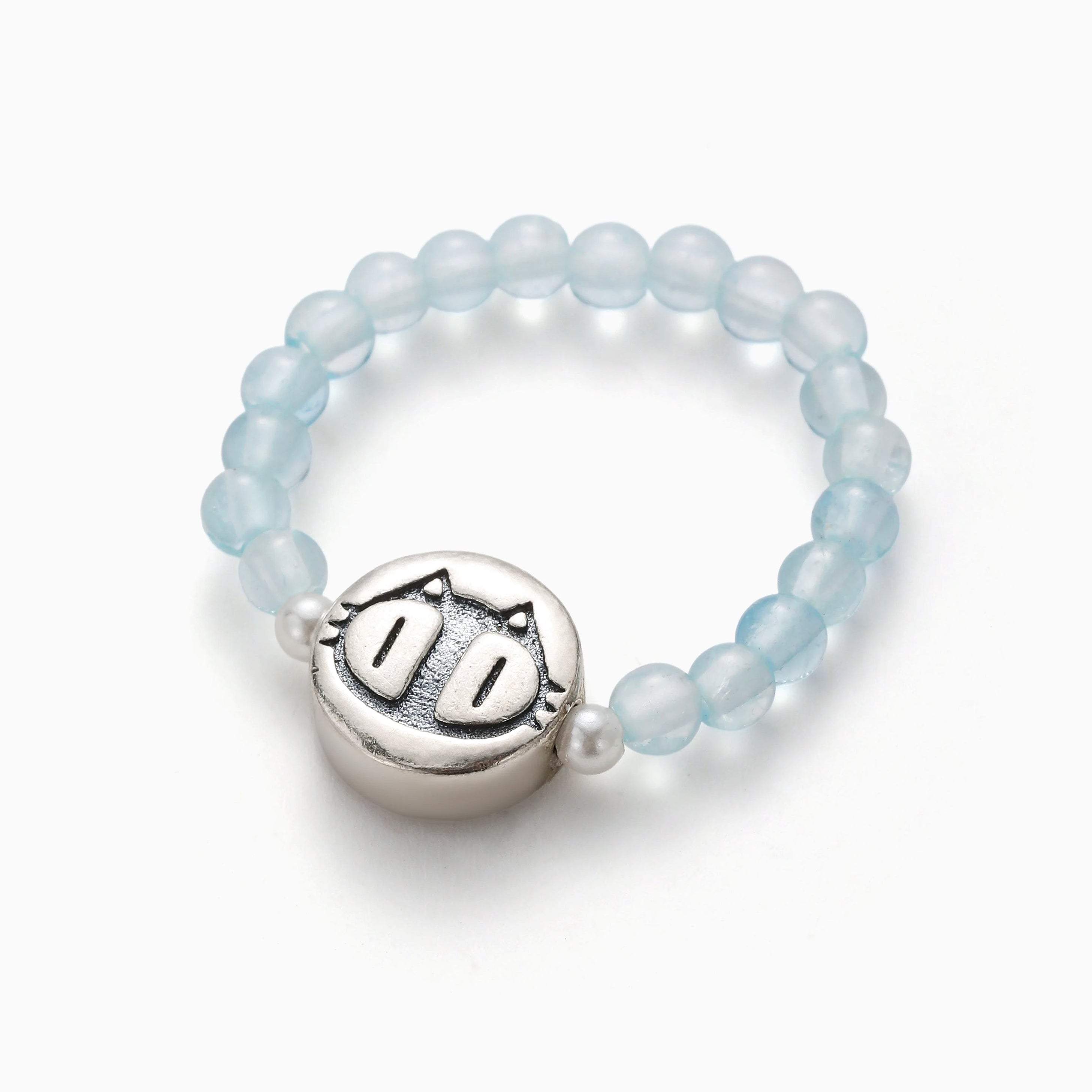 AQUAMARINE CAT FACE STRETCH RING