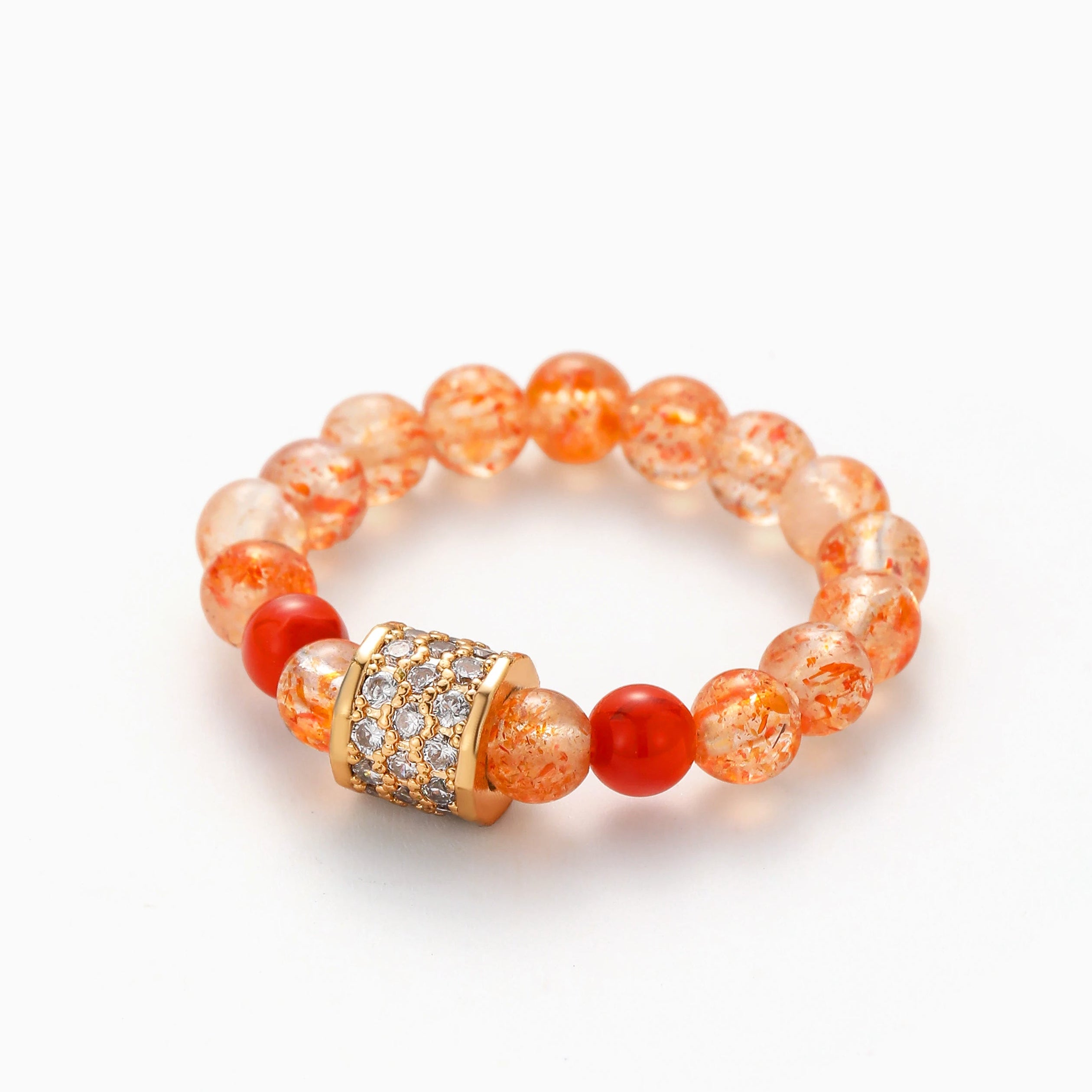 SUNSTONE STRETCH RING CZ ACCENT BEAD