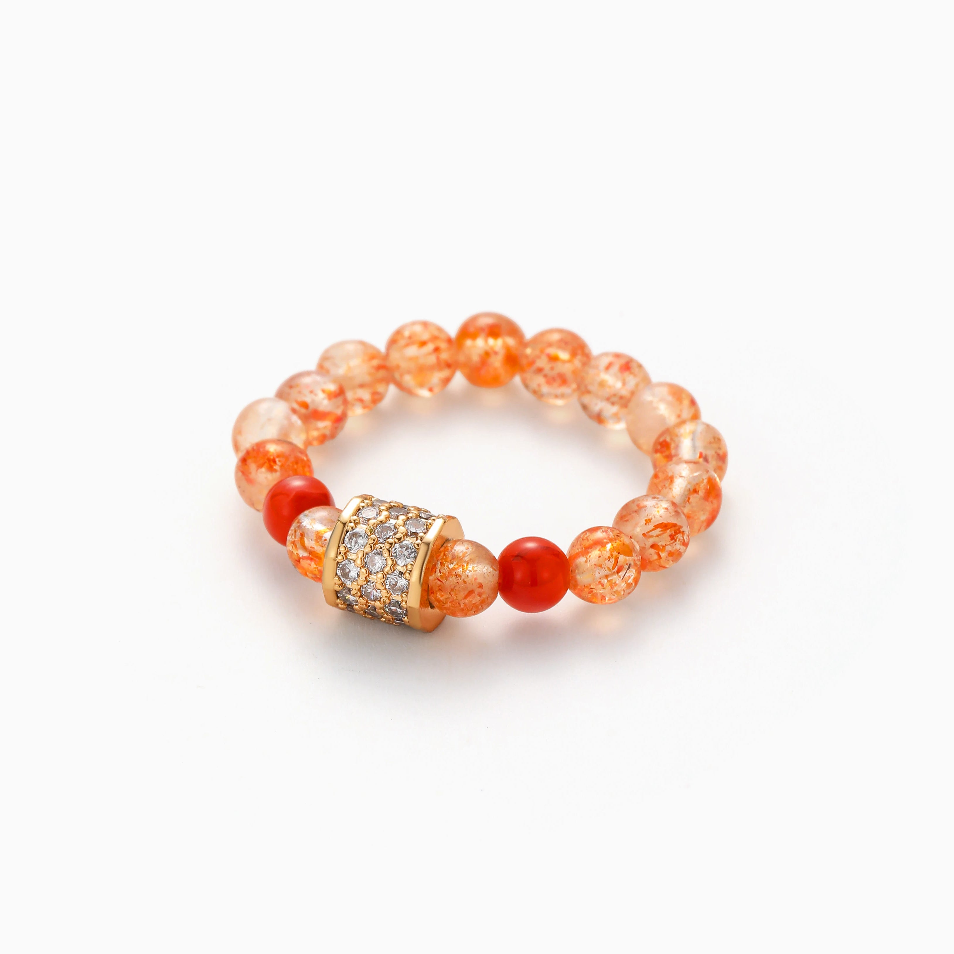 SUNSTONE STRETCH RING CZ ACCENT BEAD
