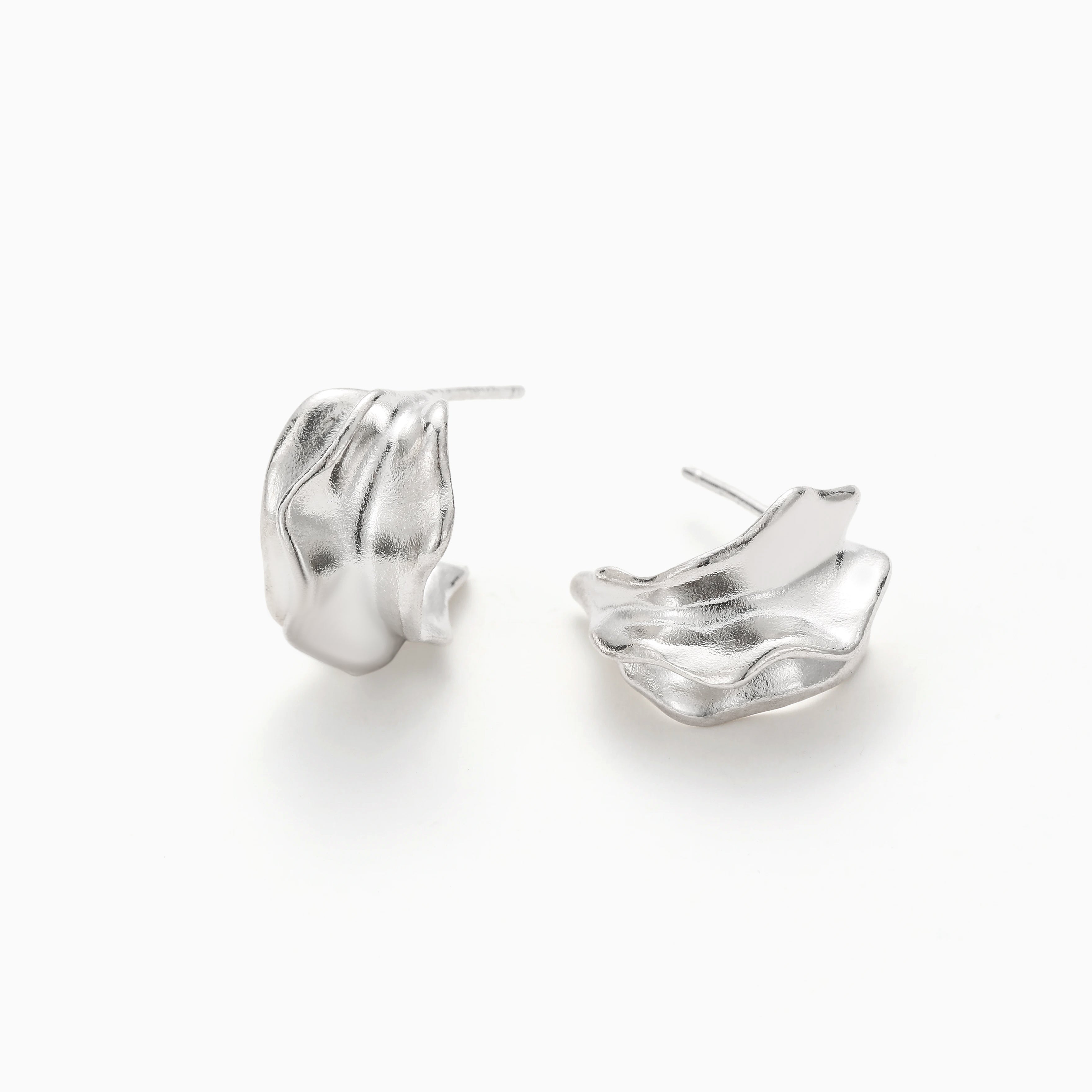 THE WAVE ORGANIC TEXTURED STERLING SILVER EARRINGS