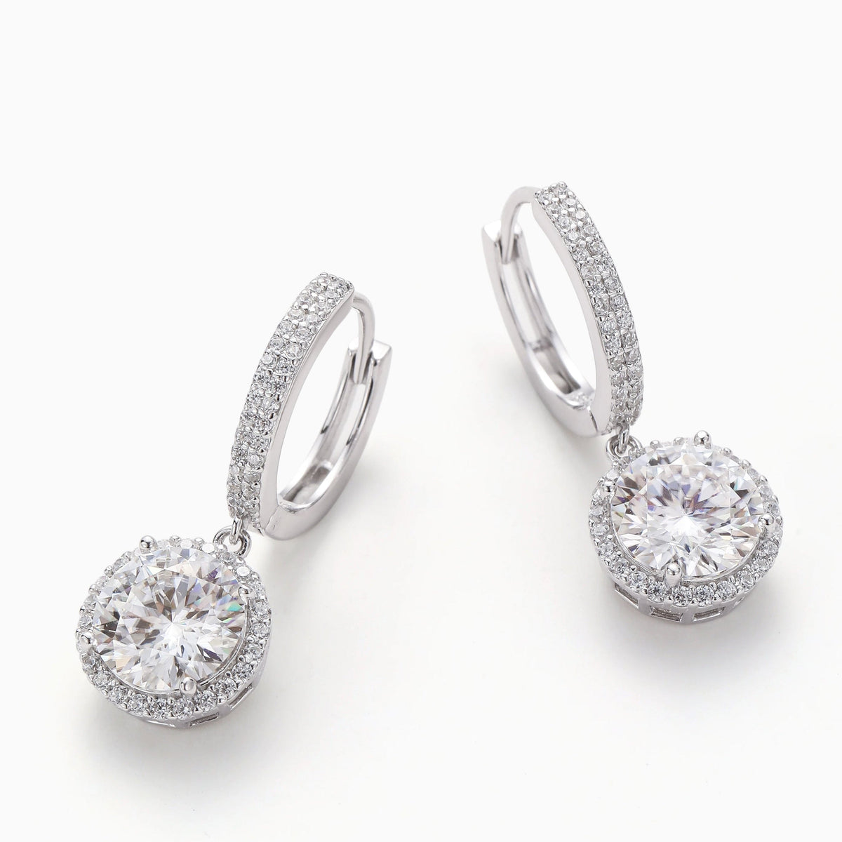 2 Carat Moissanite Hoop Earrings in Sterling Silver, view 2