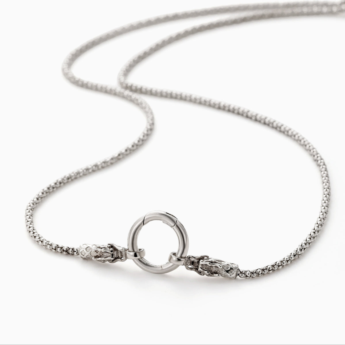 Dragon Head Popcorn Chain Necklace, Sterling Silver