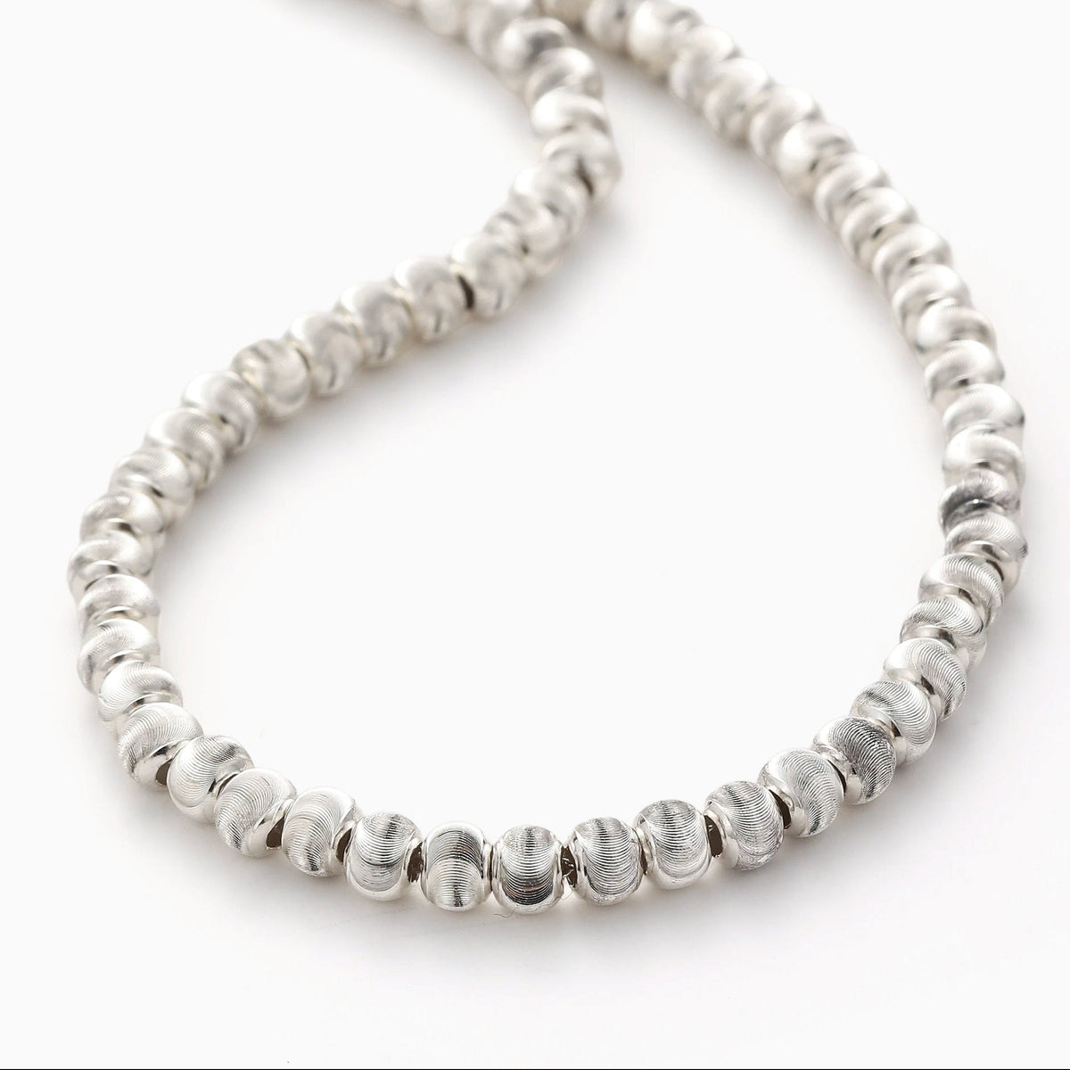 SWIRL SILVER BEAD NECKLACE