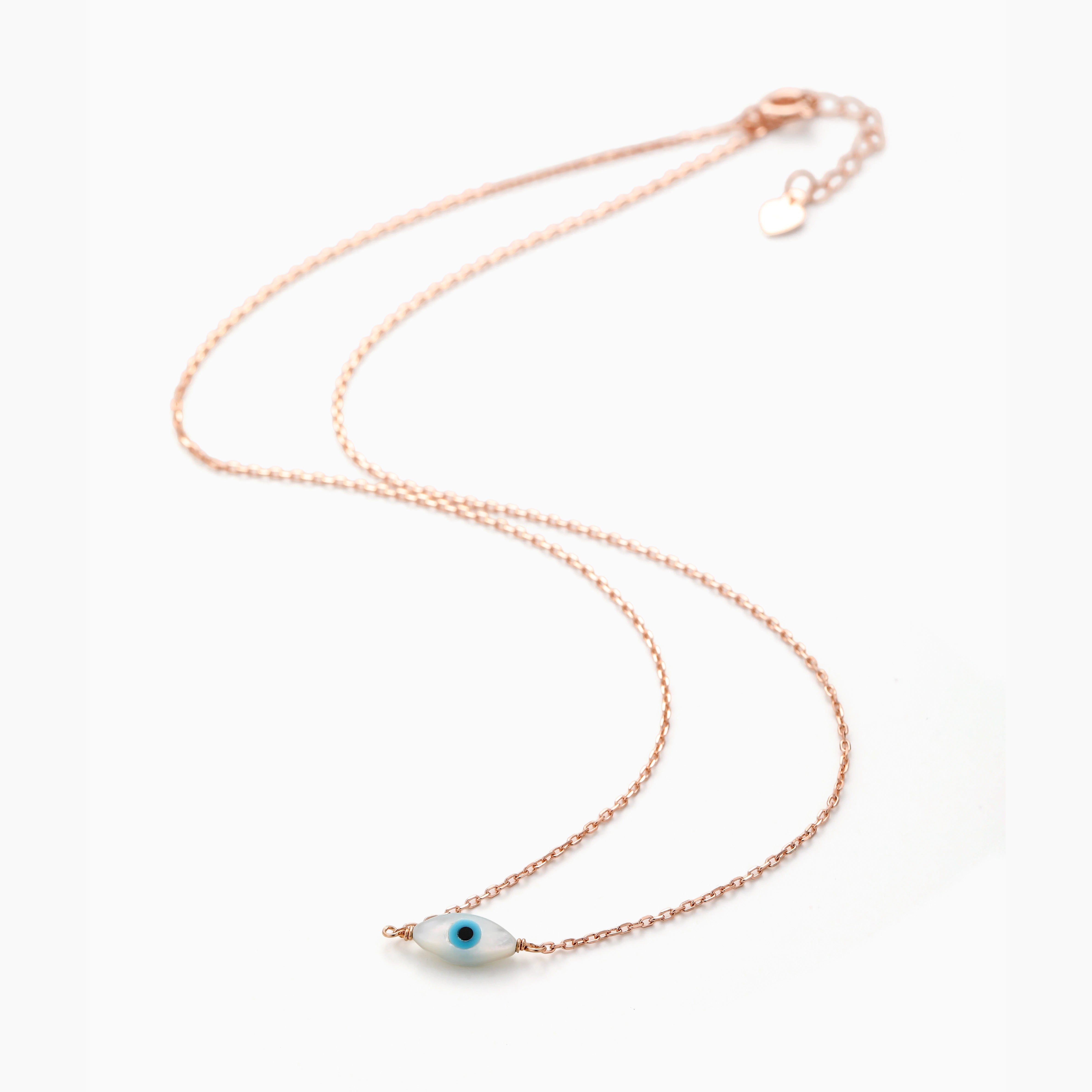 PEARLESCENT EVIL EYE ROSE GOLD CHARM CHAIN