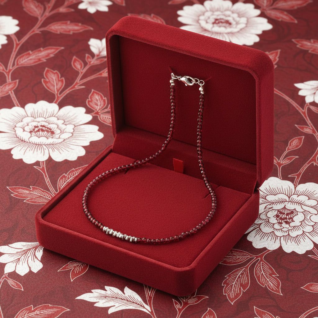 RED HOT SPARKLE FACETED GARNET NECKLACE