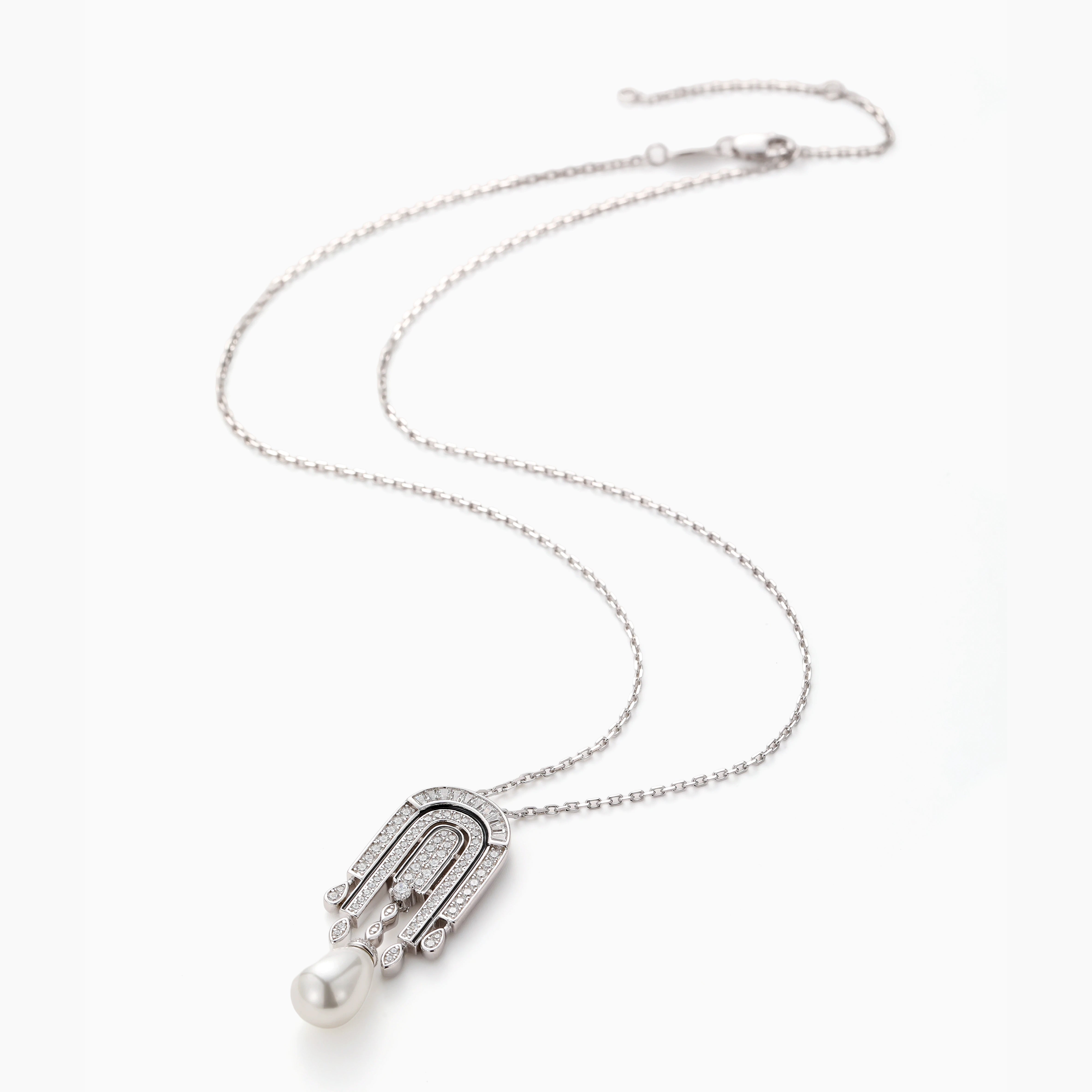 ART DECO PEARL AND CZ ACCENTS SHINE IN STERLING SILVER
