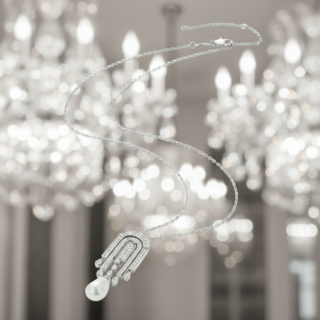ART DECO PEARL AND CZ ACCENTS SHINE IN STERLING SILVER