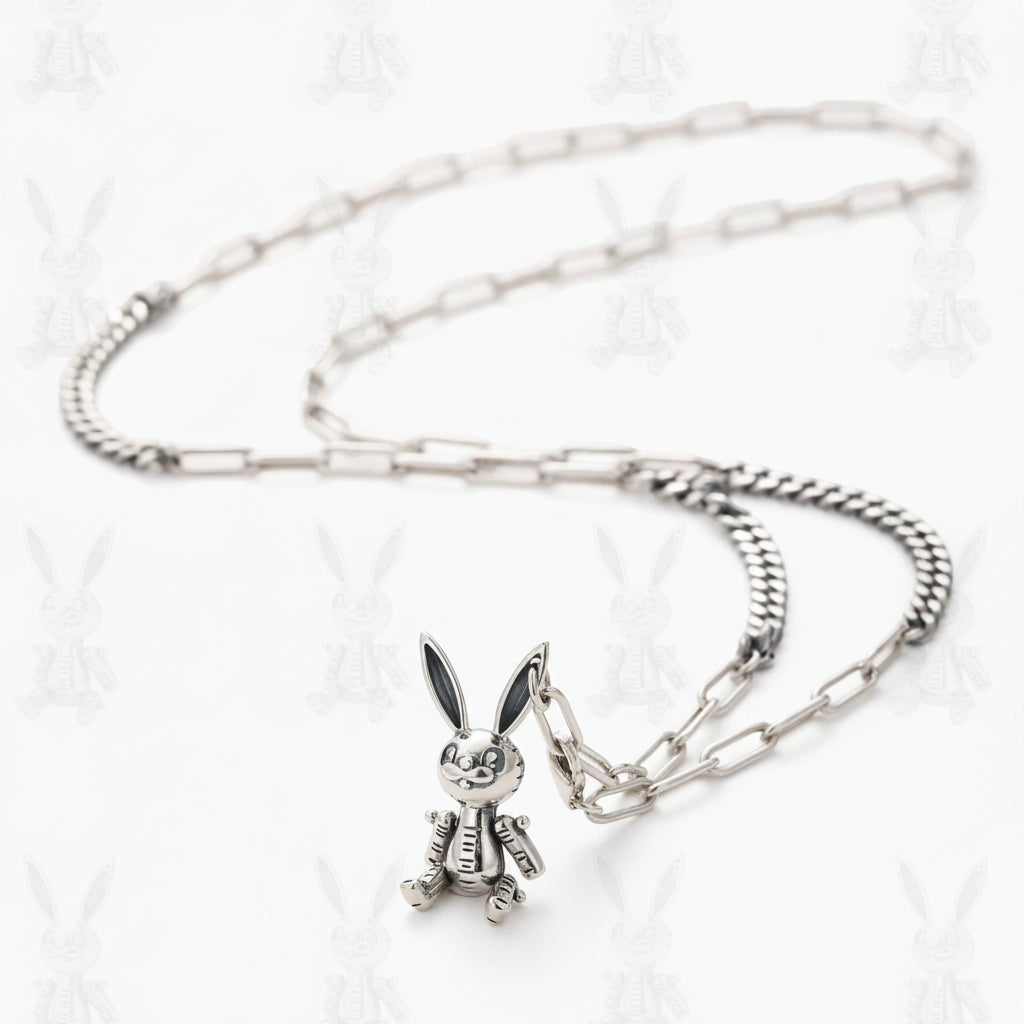 ROBOTIC BUNNY PENDANT NECKLACE FUTURISTIC FUN FOR THE AI ERA