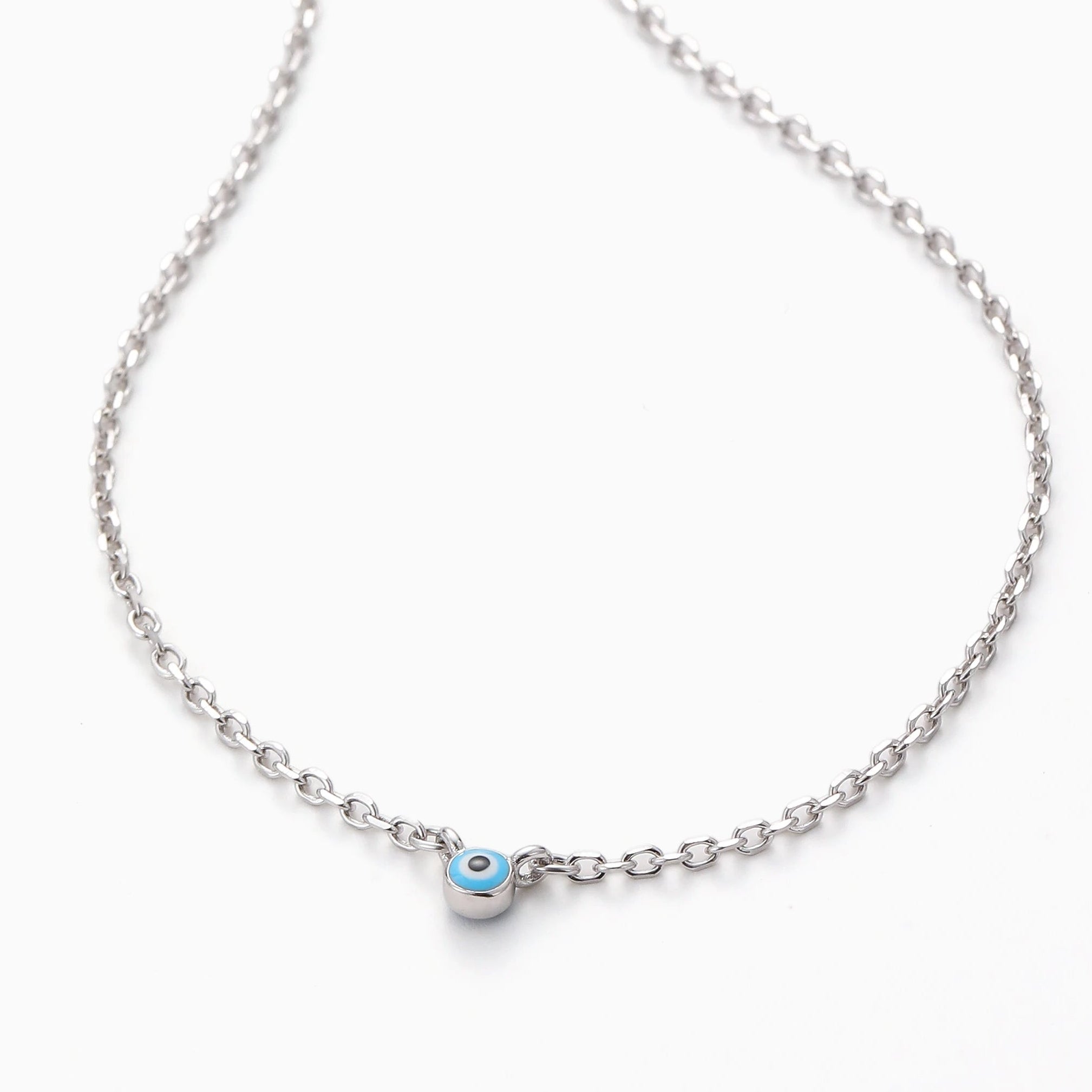 TURQUOISE EVIL EYE NECKLACE S925 STERLING SILVER LAYERING