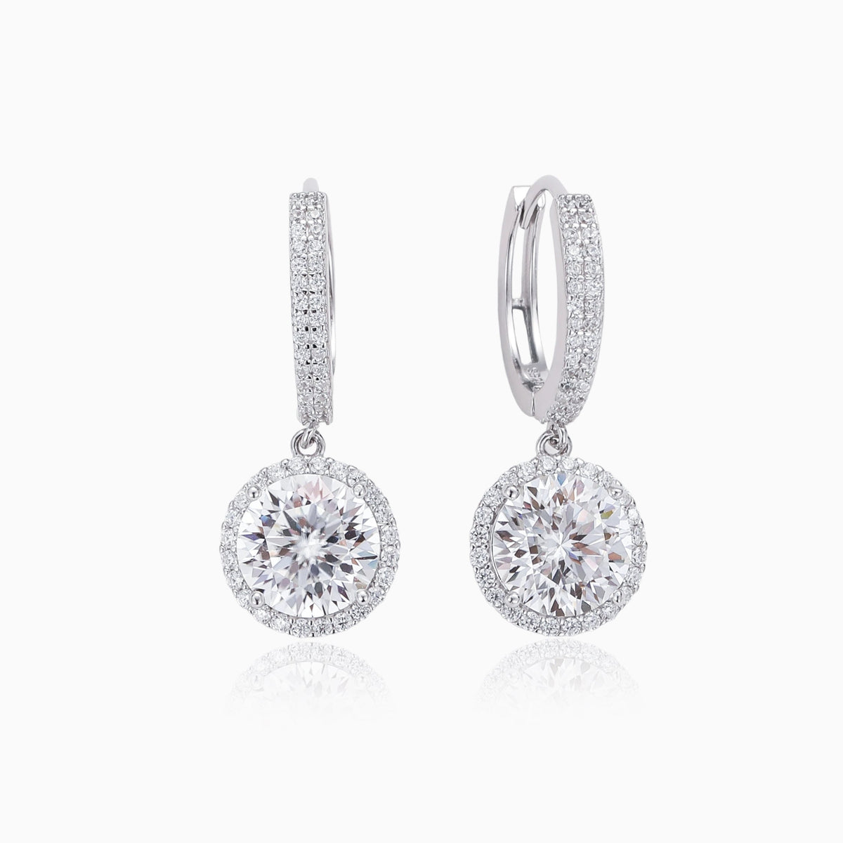 2 Carat Moissanite Hoop Earrings in Sterling Silver, view 3