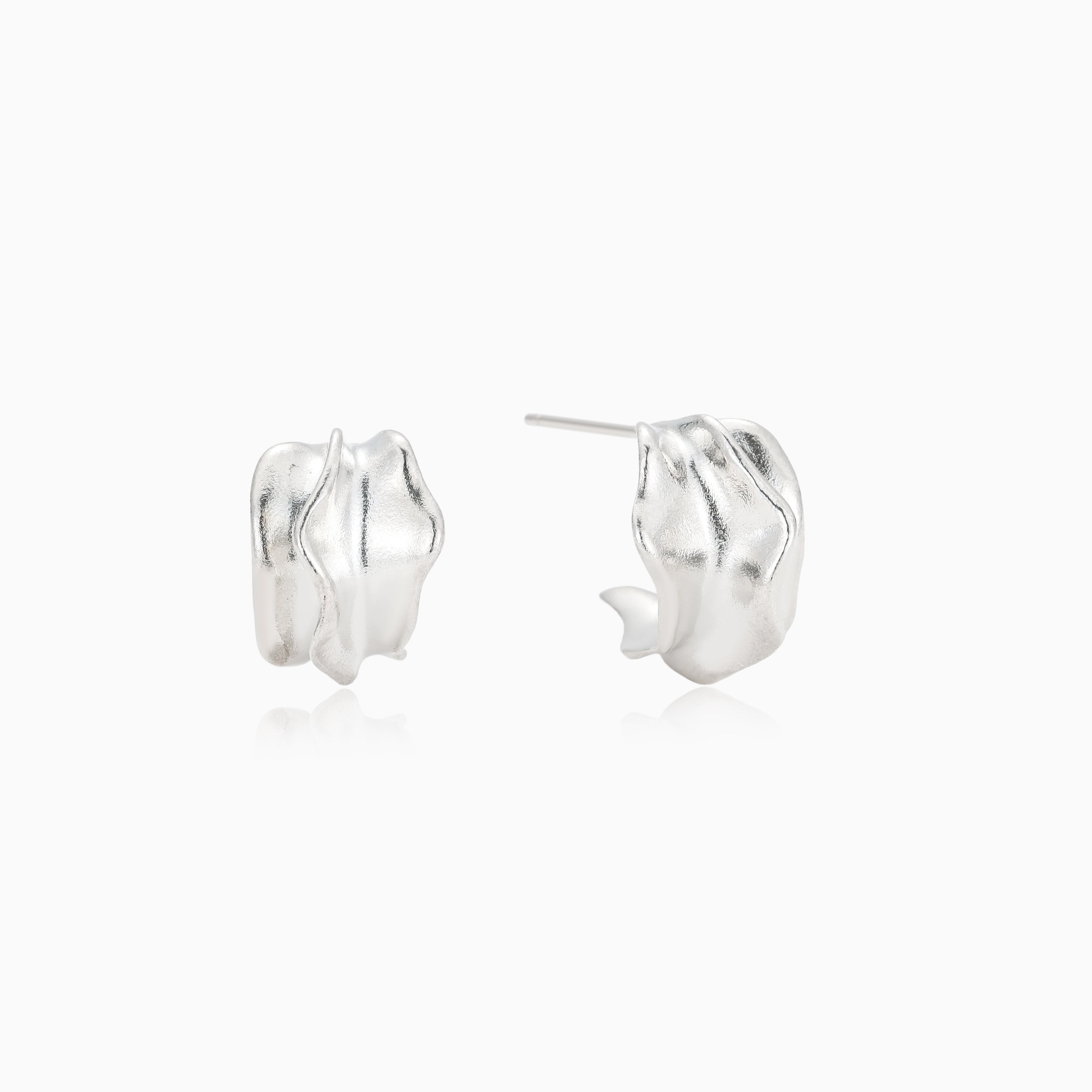 THE WAVE ORGANIC TEXTURED STERLING SILVER EARRINGS