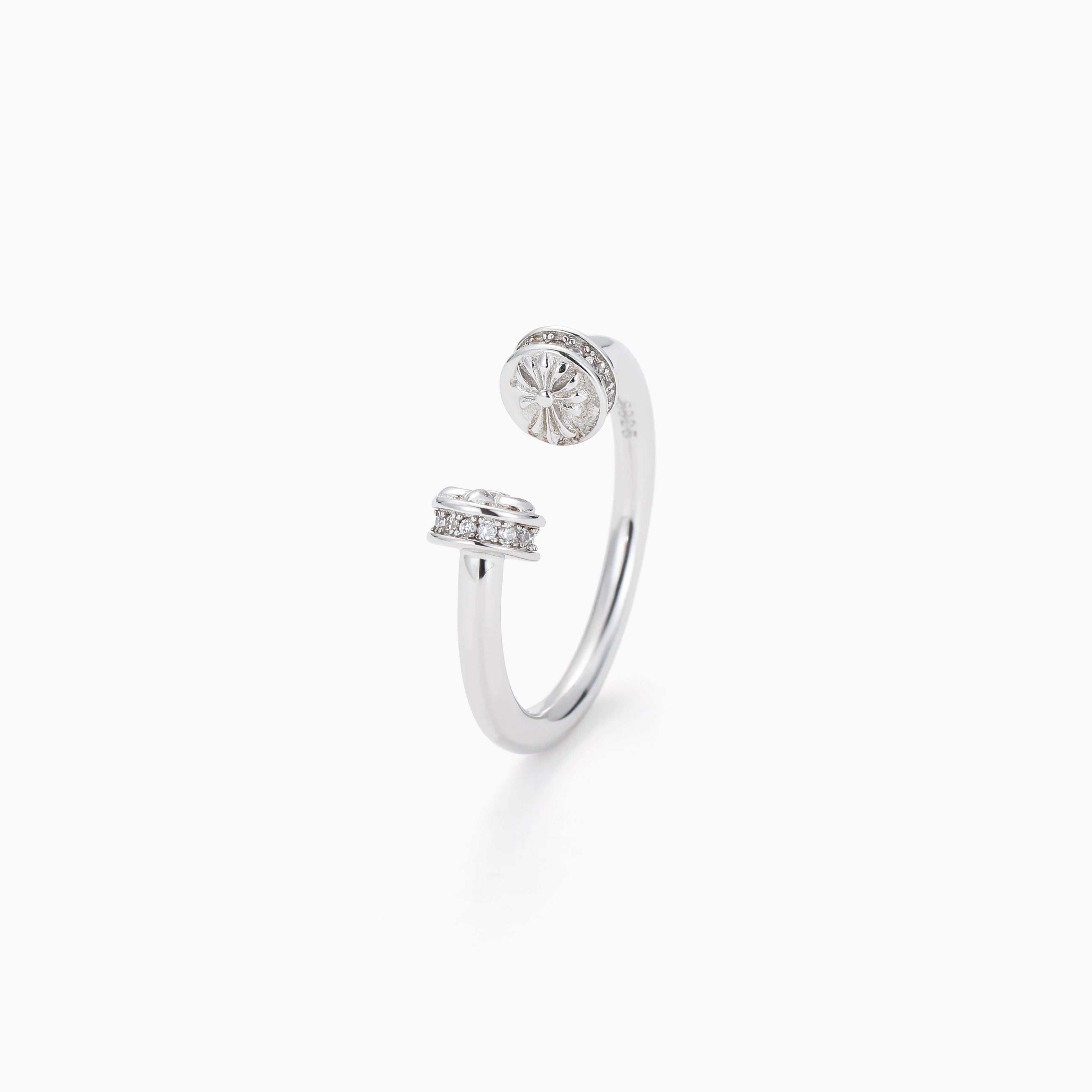 HIGH POLISH NAIL HEAD OPEN RING STERLING SILVER
