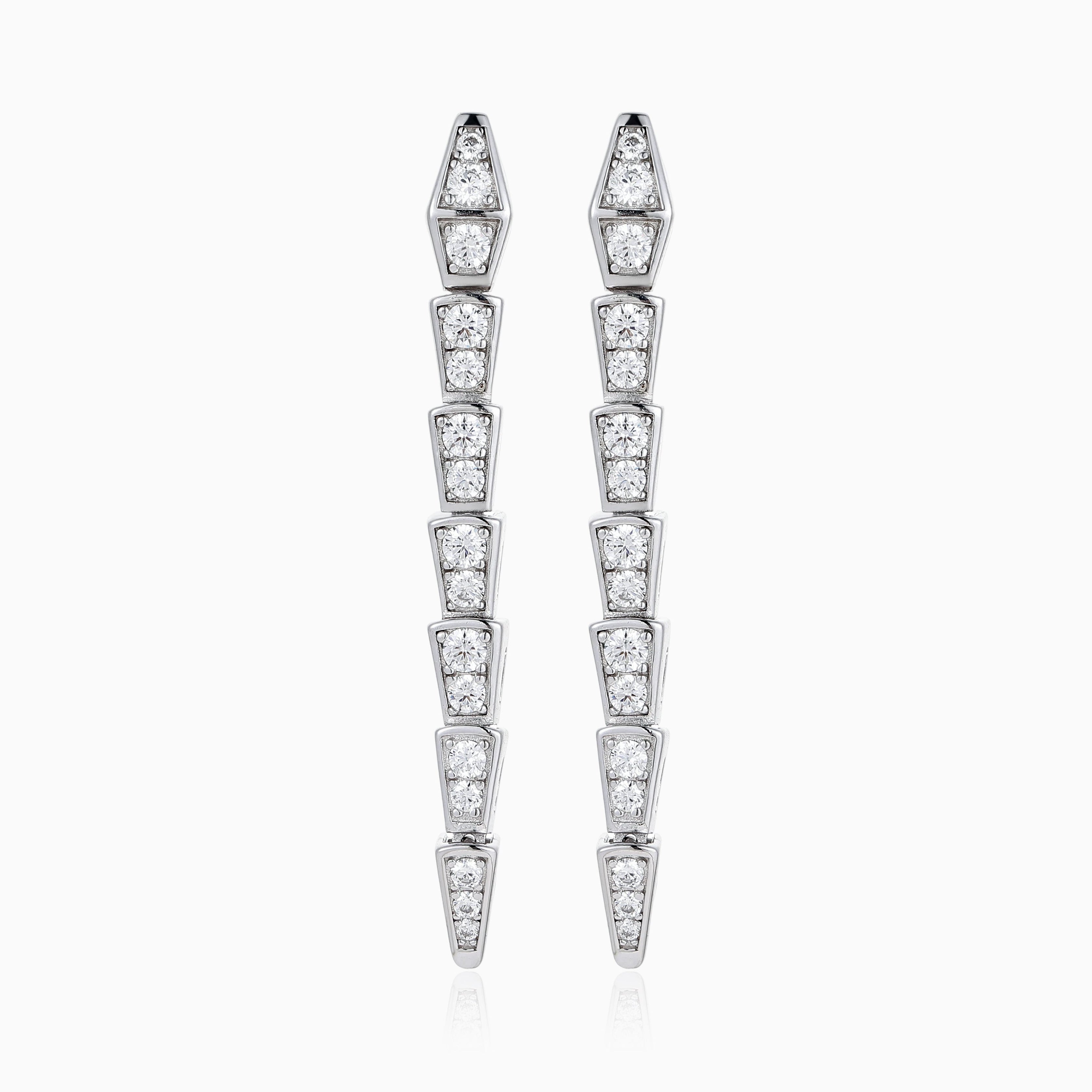 SNAKE BONE STUD EARRINGS WITH PAVÉ CZ SPARKLE
