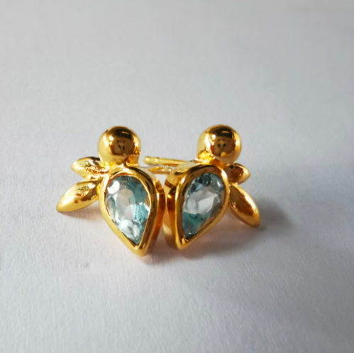 Pear Cut Blue Topaz Vermeil Earrings