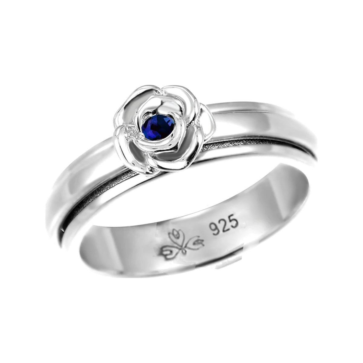 ROSE SAPPHIRE BLUE SILVER MEDITATION SPINNER RING
