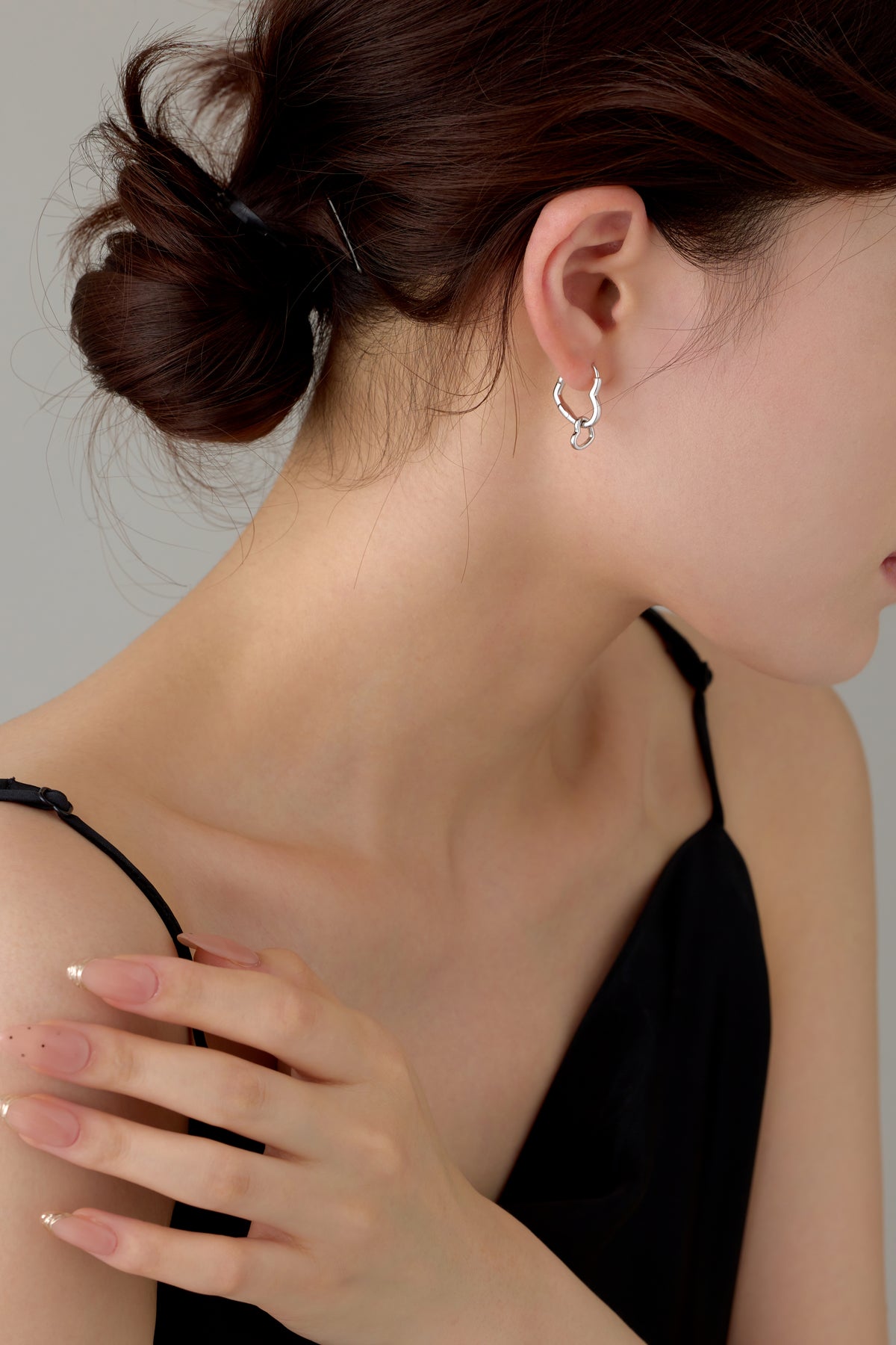Double Heart Drop Earrings, view 8