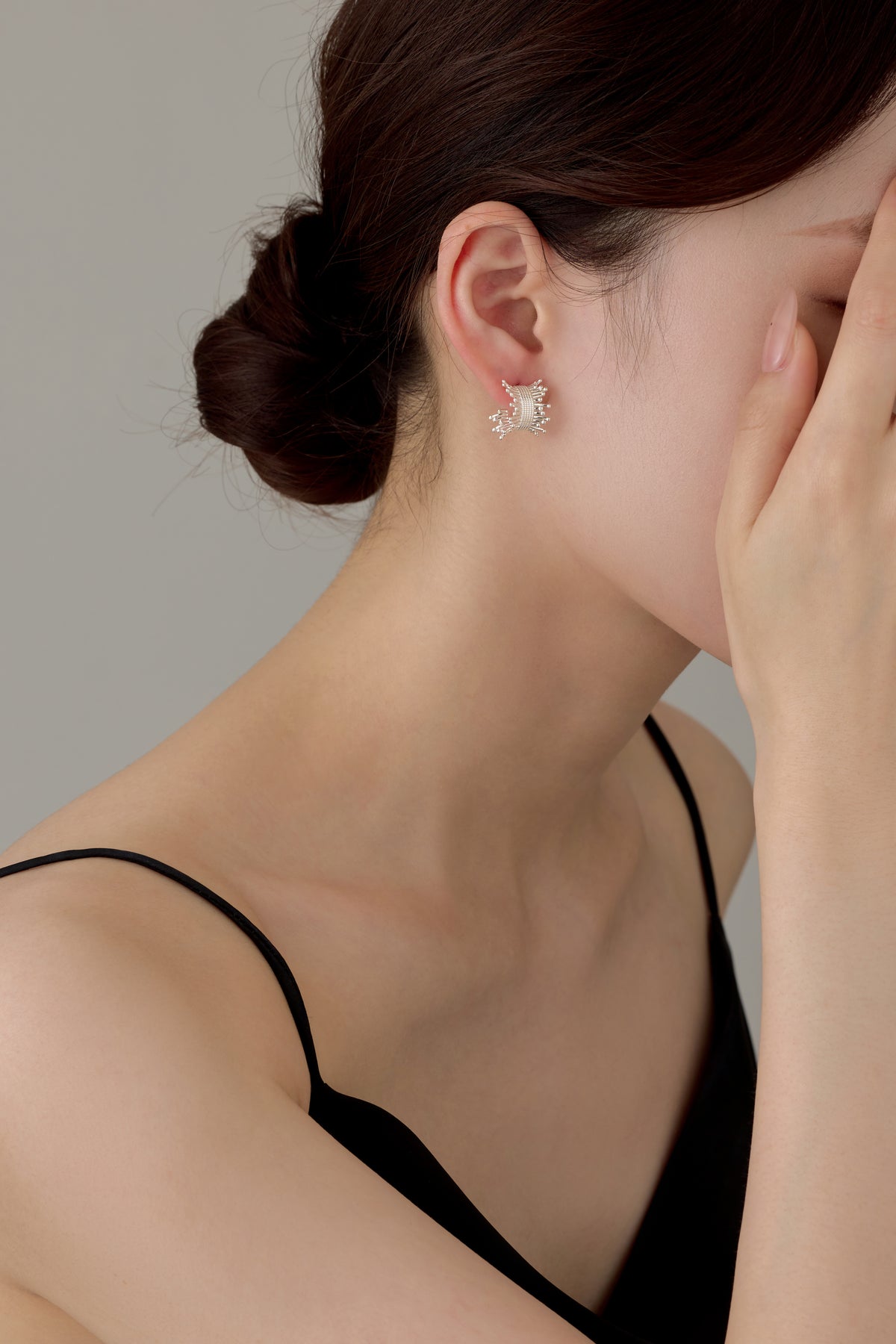 Mini Fringe Hoop Earrings in Sterling Silver, view 6