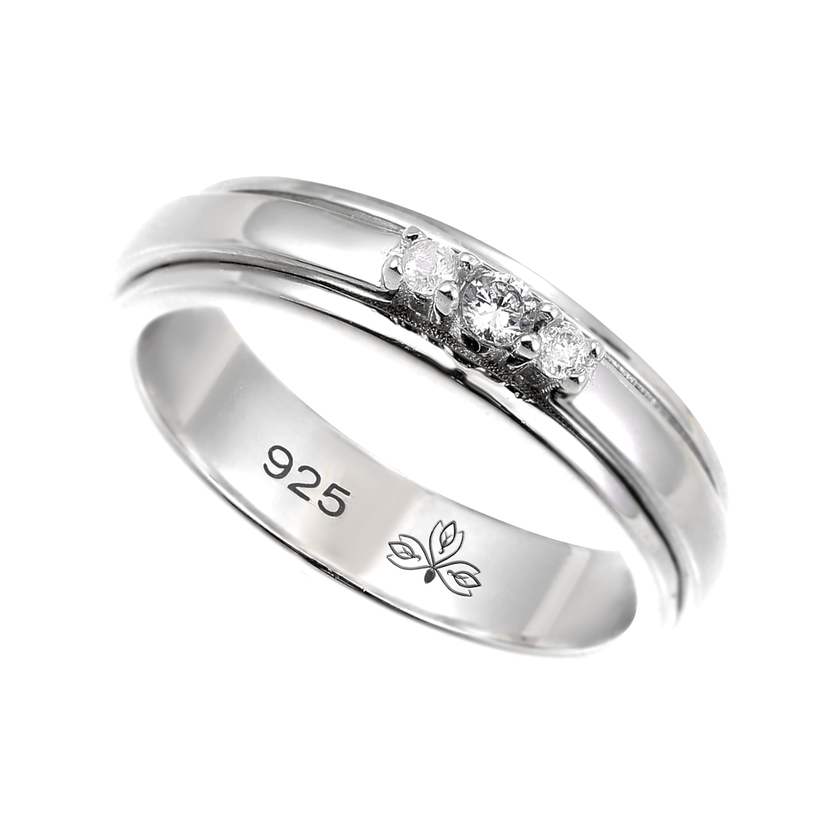 MODE SILVER MEDITATION SPINNER RING, CRYSTAL ACCENTS