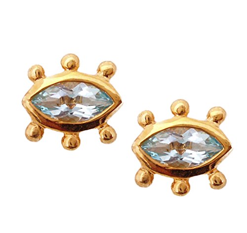 Marquise Blue Topaz Vermeil Silver Earrings