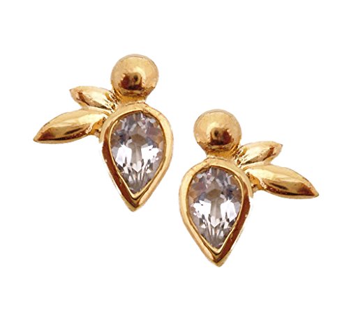 Pear Shape White Topaz Vermeil Silver Earrings