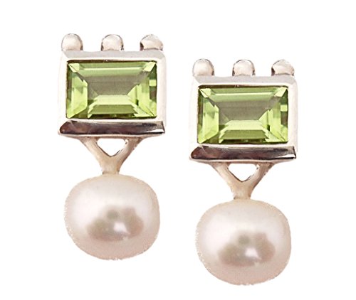 Peridot And Freshwater Pearl Sterling Silver Earrings