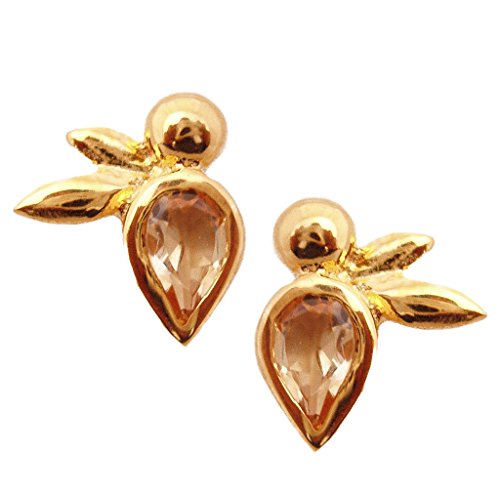 Pear Shape Citrine Vermeil Gold On Silver Earrings