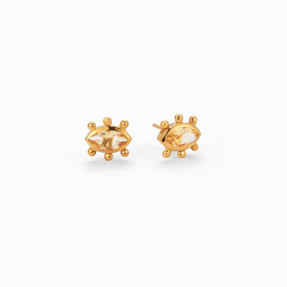 Marquise White Topaz Sunburst Stud Earrings, Vermeil