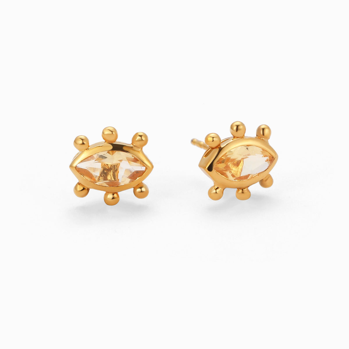 Marquise Citrine Sunburst Stud Earrings, Vermeil