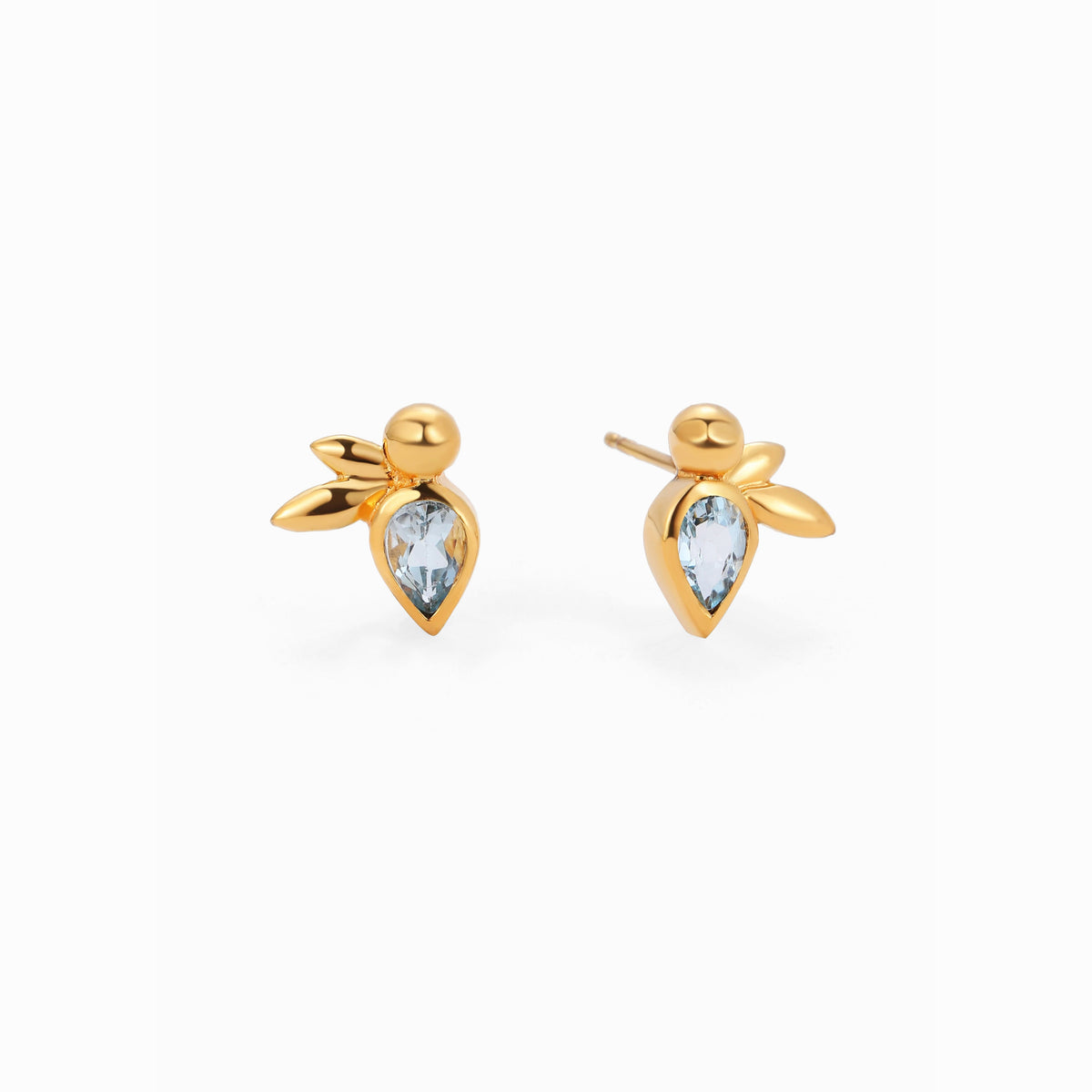Pear Cut Blue Topaz Earrings in Gold Vermeil