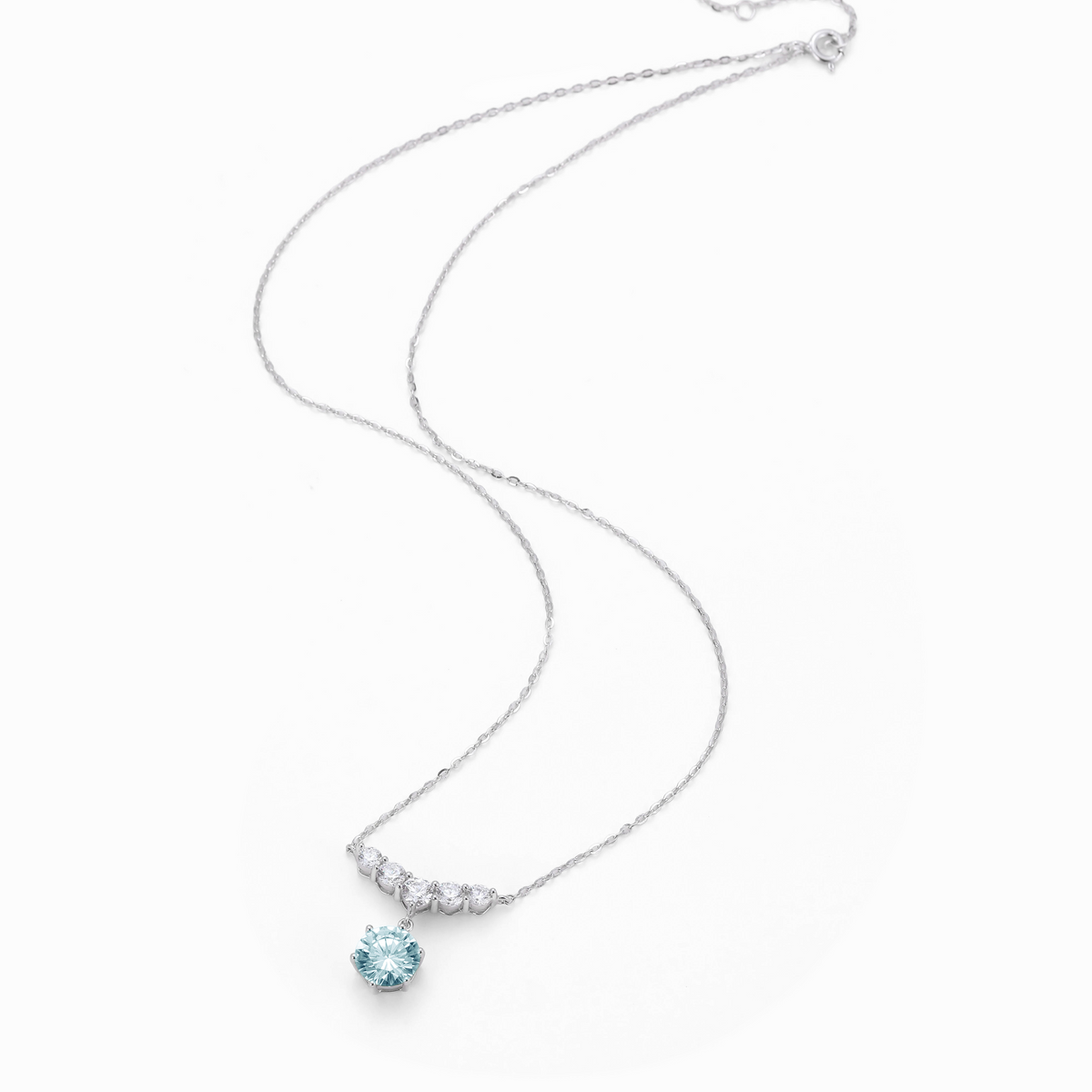 BLUE BRILLIANT CUT MOISSANITE DROP NECKLACE