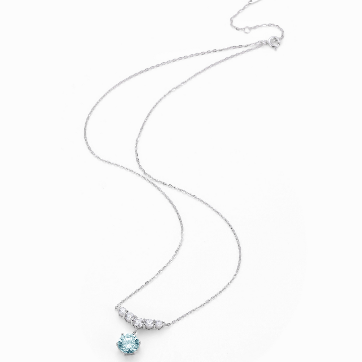 BLUE BRILLIANT CUT MOISSANITE DROP NECKLACE