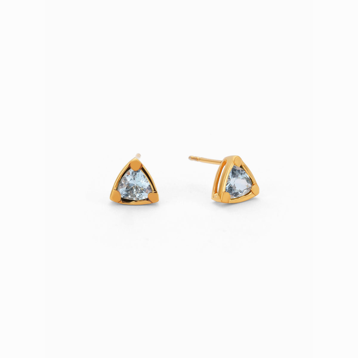 Trillion Cut Blue Topaz Stud Earrings, Vermeil