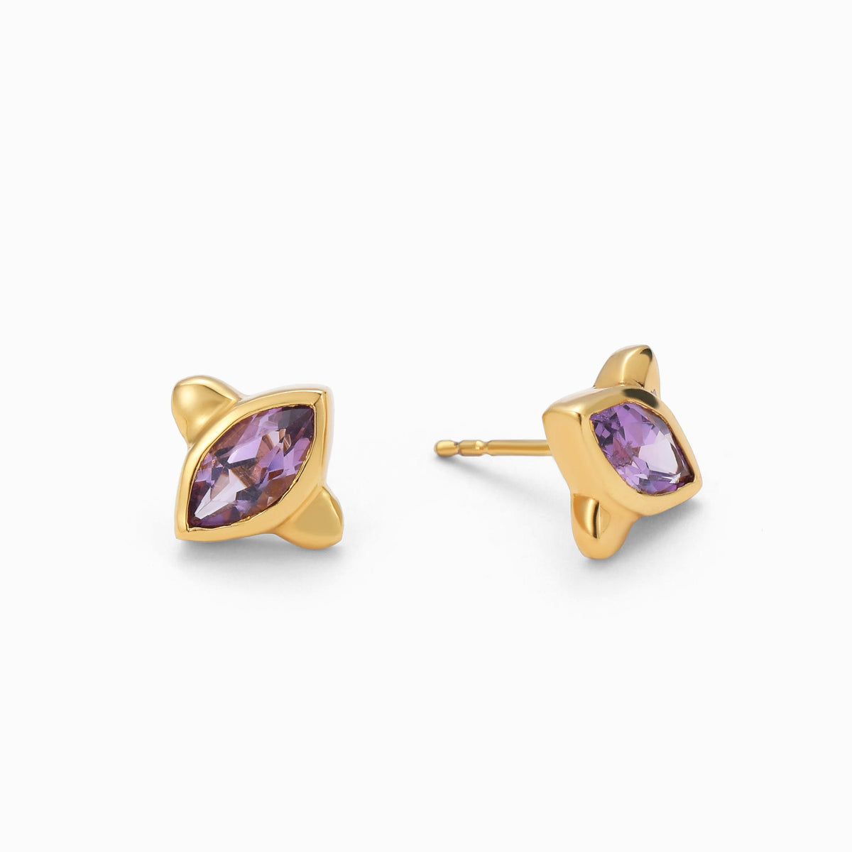 Amethyst Criss Cross Stud Earrings, Gold Vermeil