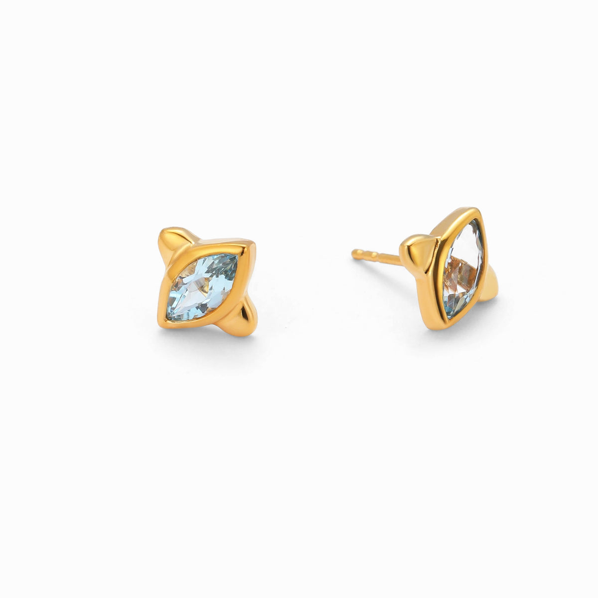 Blue Topaz Criss Cross Stud Earrings, Gold Vermeil