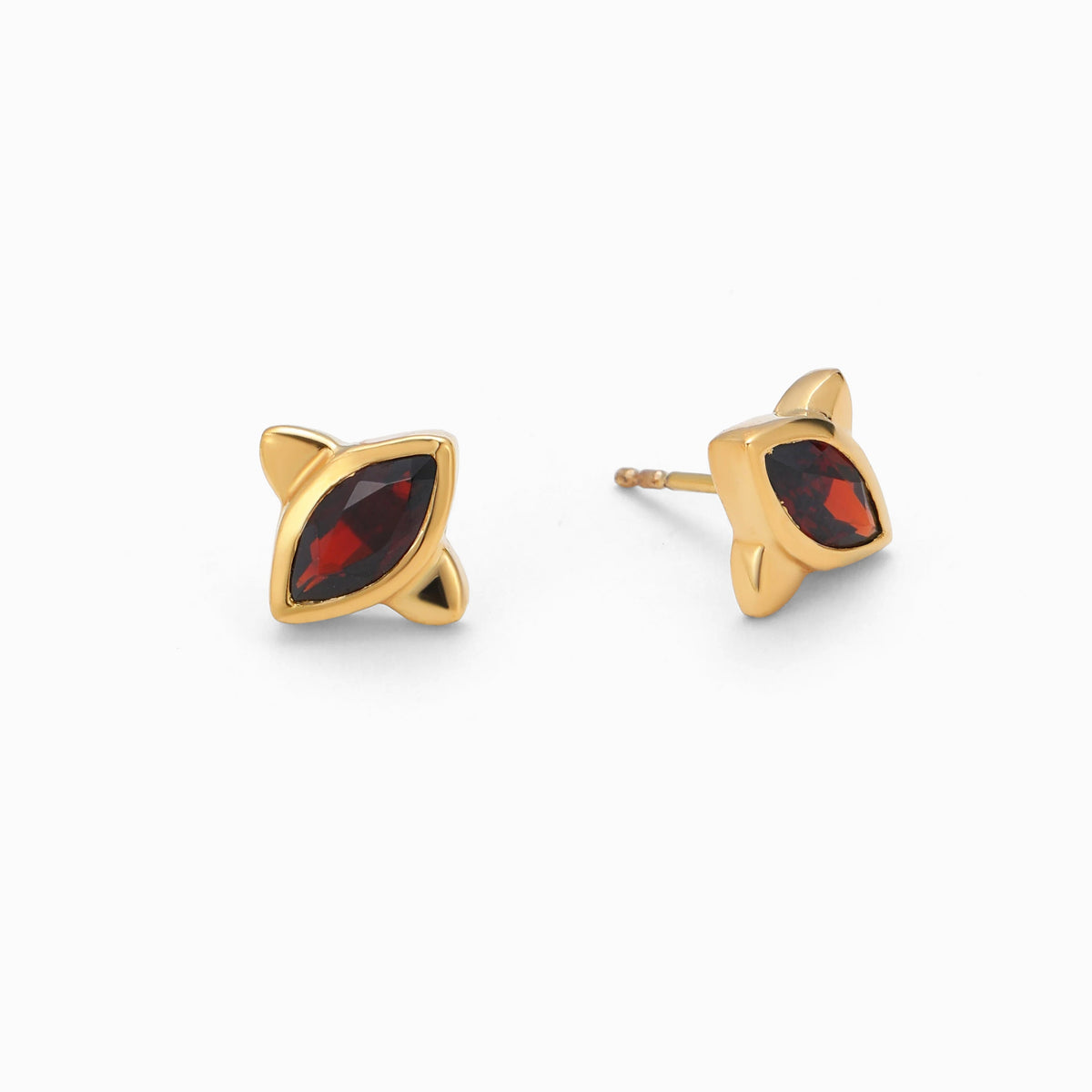 Garnet Criss Cross Stud Earrings, Gold Vermeil
