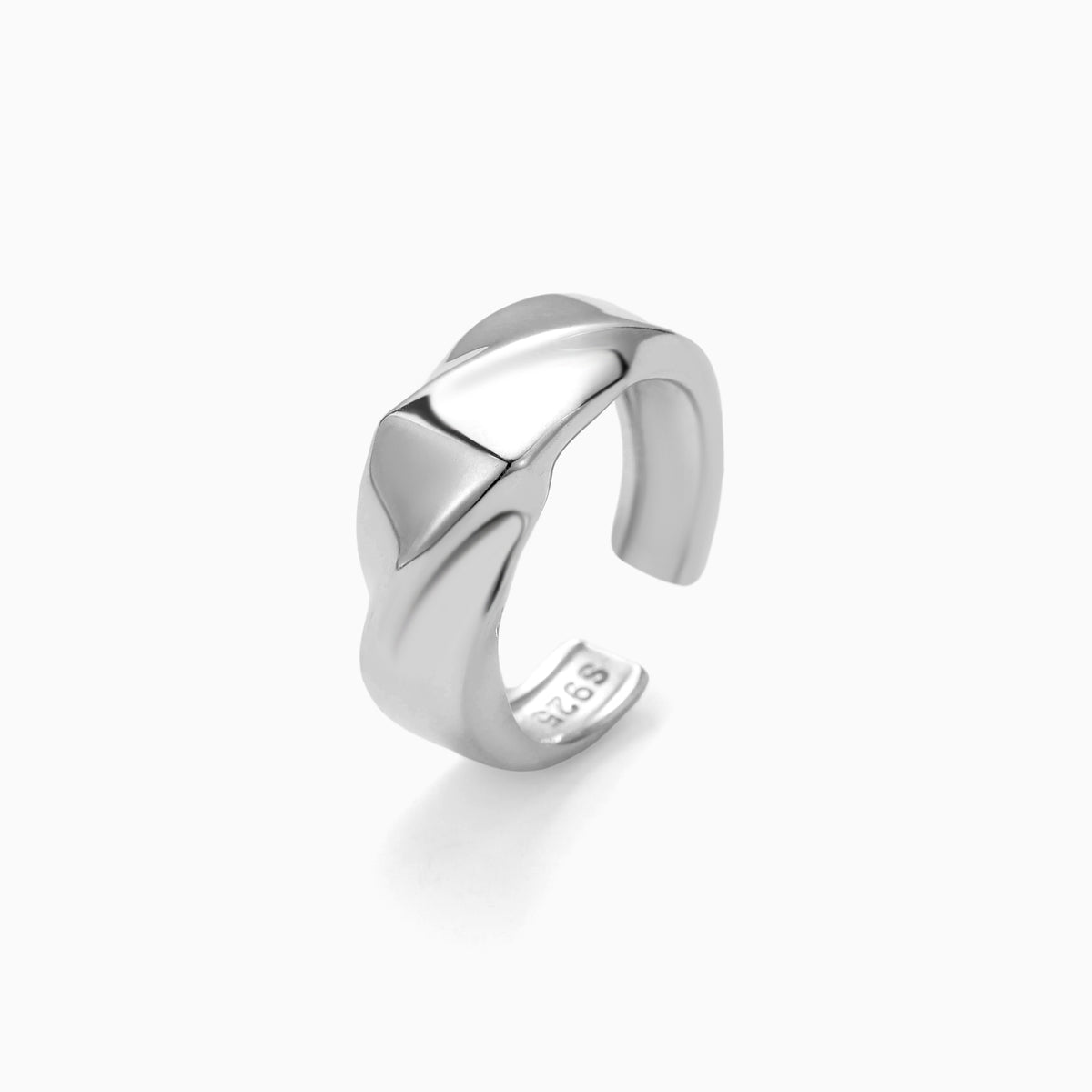 Sculpted Geometric Open Ring in Sterling Silver, view 3