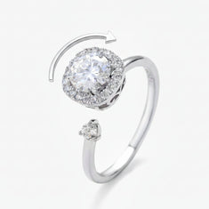 MOISSANITE HALO STERLING SILVER SPINNER RING