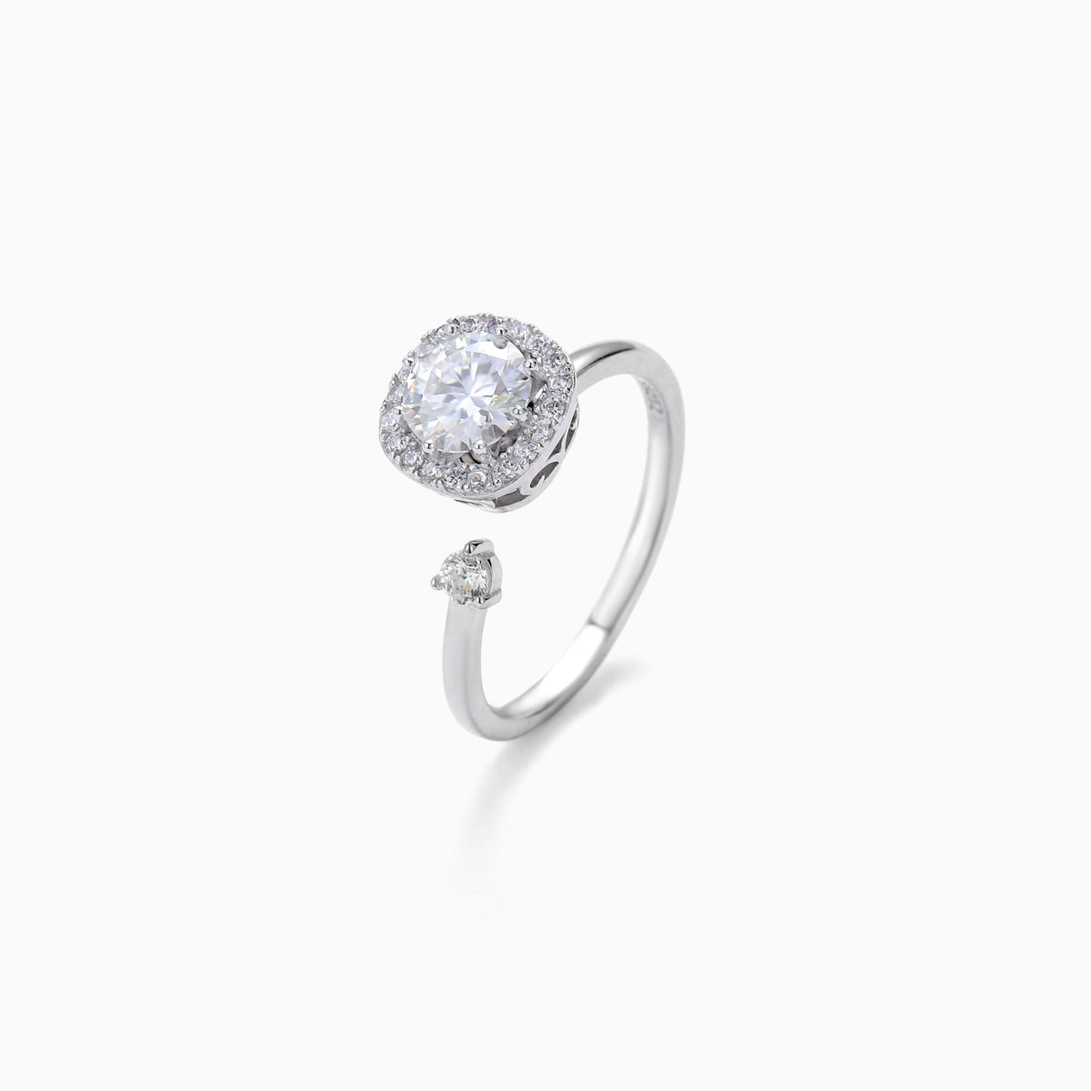 MOISSANITE HALO STERLING SILVER SPINNER RING