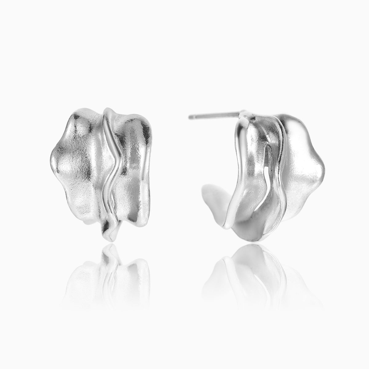 THE WAVE ORGANIC TEXTURED STERLING SILVER EARRINGS