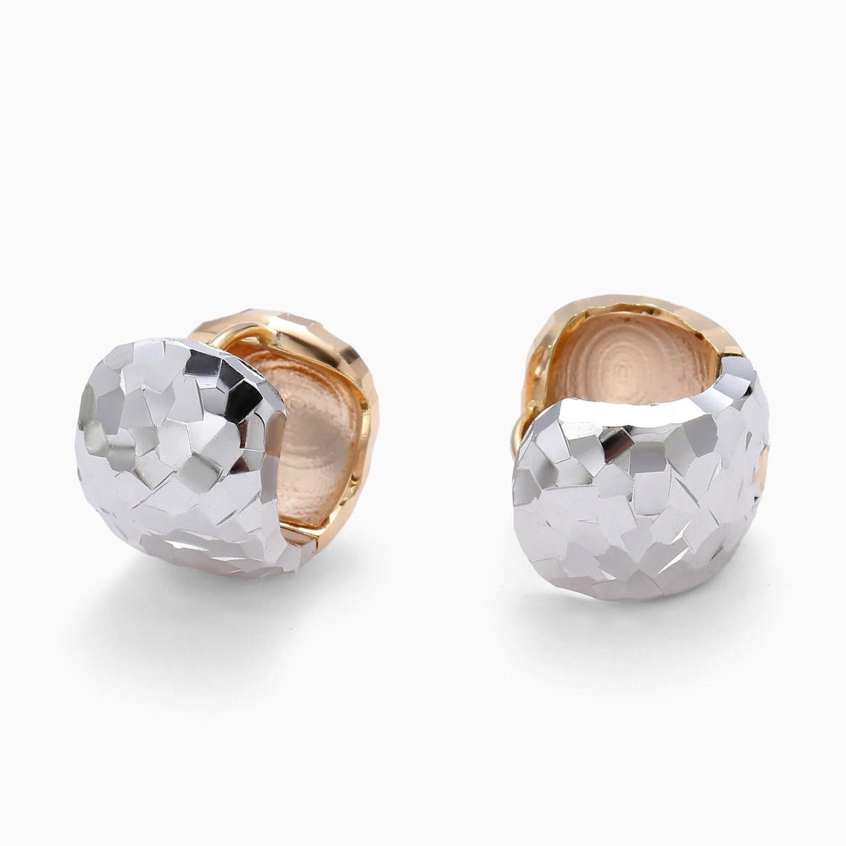 TWO TONE REVERSIBLE HUGGIE HOOP EARRINGS